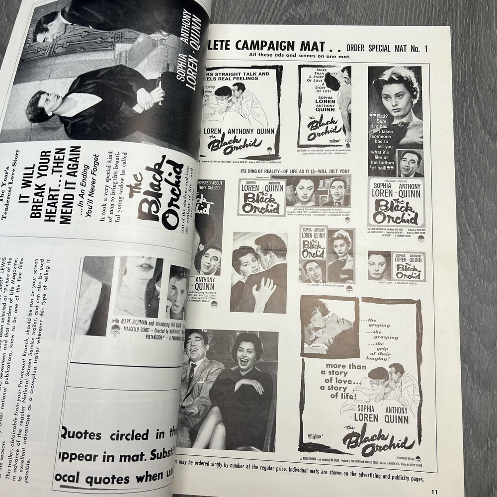 Vtg 1959 The Black Orchid Movie Pressbook Paramount Showmanship Manual Sophia - Picture 8 of 10